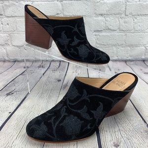 Anthropologie Huma Blanco Suede Embroidered Mules